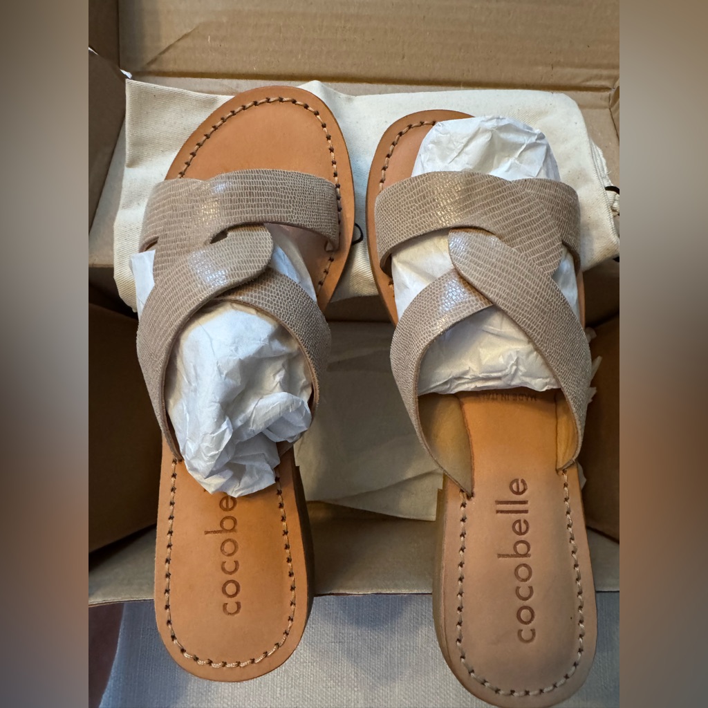 Tan Cross-Strap Sandals
